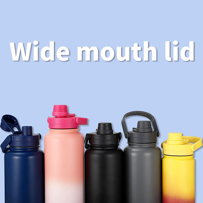 Bottle Bottle Wide Mouth Sports Cap Hydroflask Lid for 12 OZ, 18 OZ, 20 OZ, 32OZ, 40OZ, 64OZ Bottles Leak-Proof Twist Spout Replacement Lid with Handle (Dark blue)