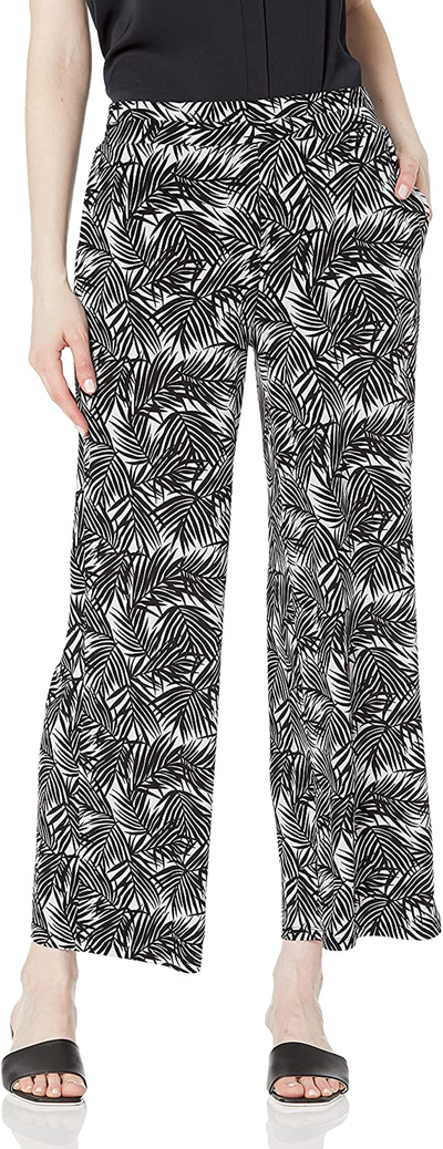 Kasper Women's Wide Leg Printed Knit Pull on Pant