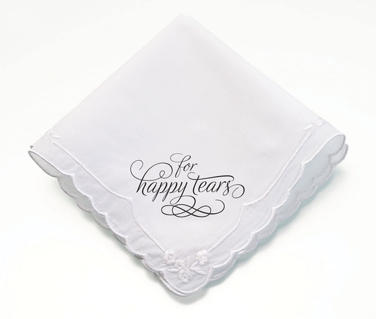 Lillian Rose Wedding Happy Tears Keepsake Hankie, 12", White