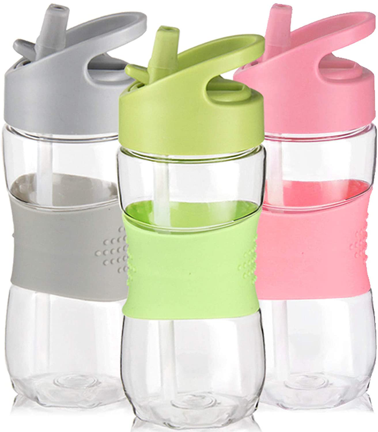 Kids Water Bottle with Straw 12 OZ BPA-Free Tritan Bulk Bottle Sports Clear Drinking Bottle for School