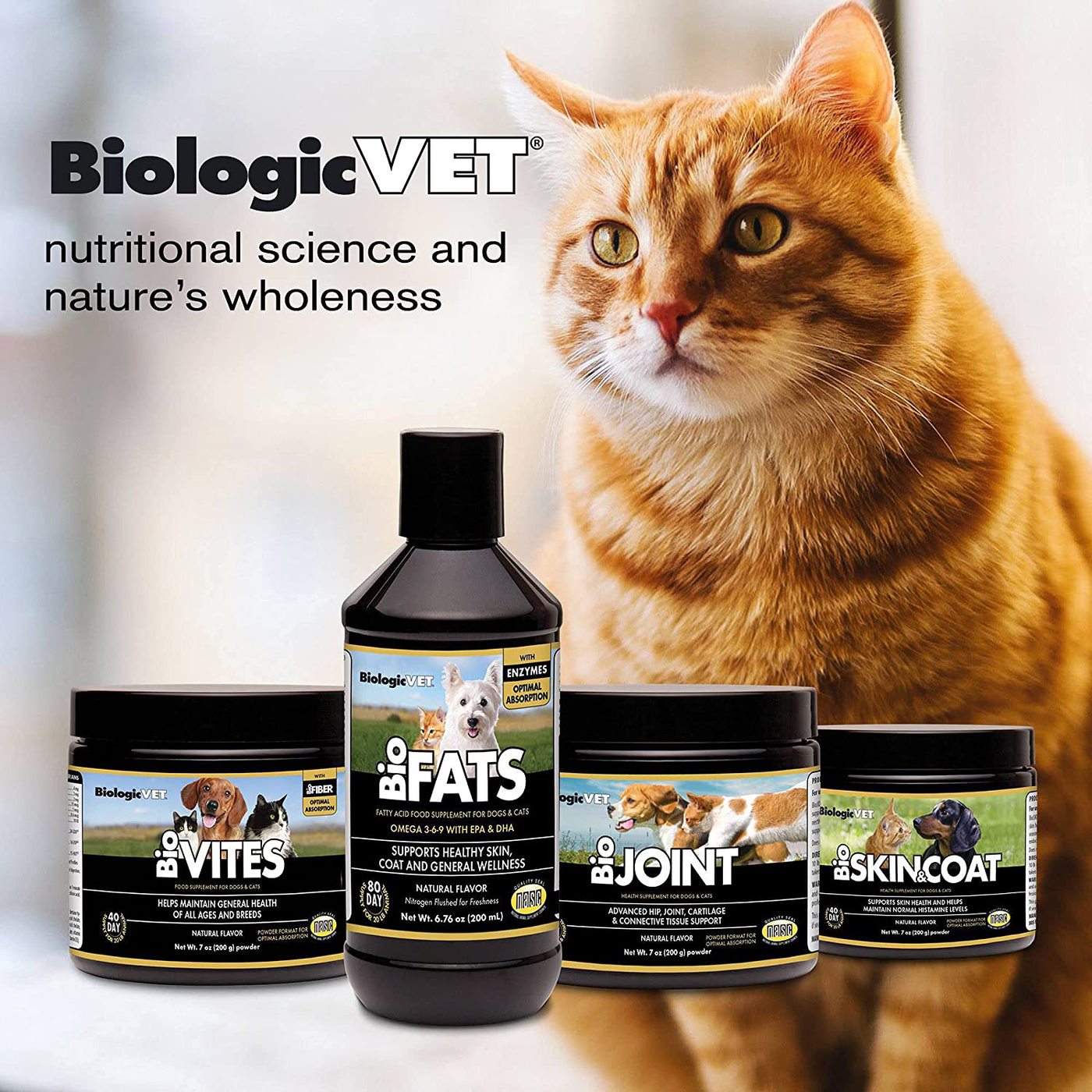 Cat & Dog Multivitamin Powder - Essential Dog Vitamins, Minerals, Enzymes & Prebiotics - Organic Fiber Cat Dog Supplement for Digestion & Immune Support for Dogs & Cats, 7oz