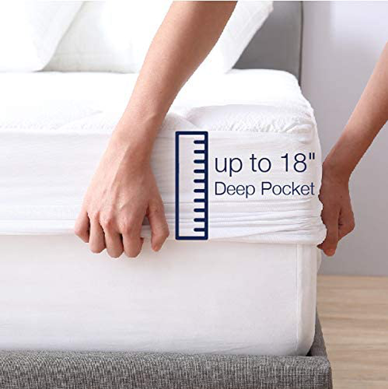 EXQ Home King Mattress Pad Quilted Mattress Protector Fitted Sheet Mattress Cover for Bed Stretch Up to 18” Deep Pocket (Breathable)