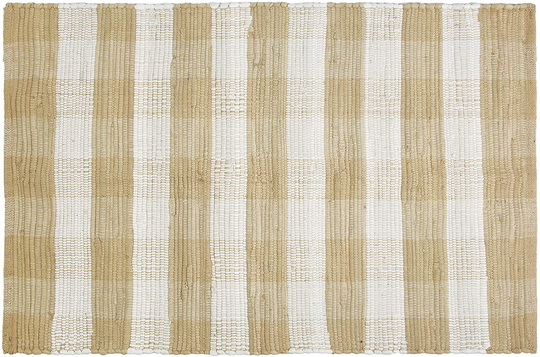 GLAMBURG Cotton Buffalo Check Plaid Rugs Washable, Handwoven Checkered Rug Welcome Door Mat 18x30 Rug for Kitchen Bathroom Outdoor Porch Laundry Living Room, Farmhouse Reversible Rag Rug Beige Natural