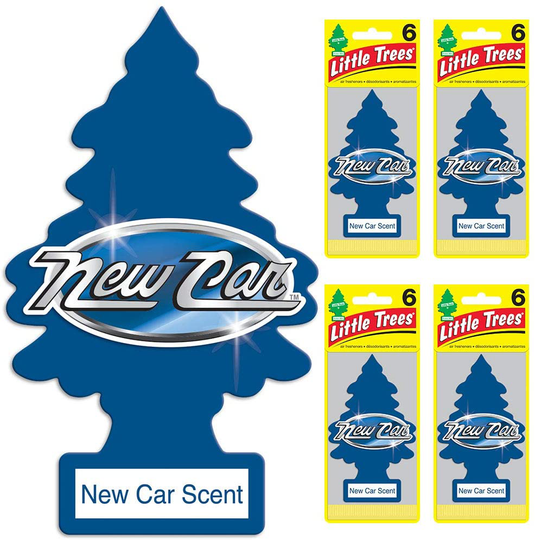 LITTLE TREES Car Air Freshener I Hanging Tree Provides Long Lasting Scent for Auto or Home I New Car Scent, 24 count, (4) 6-packs