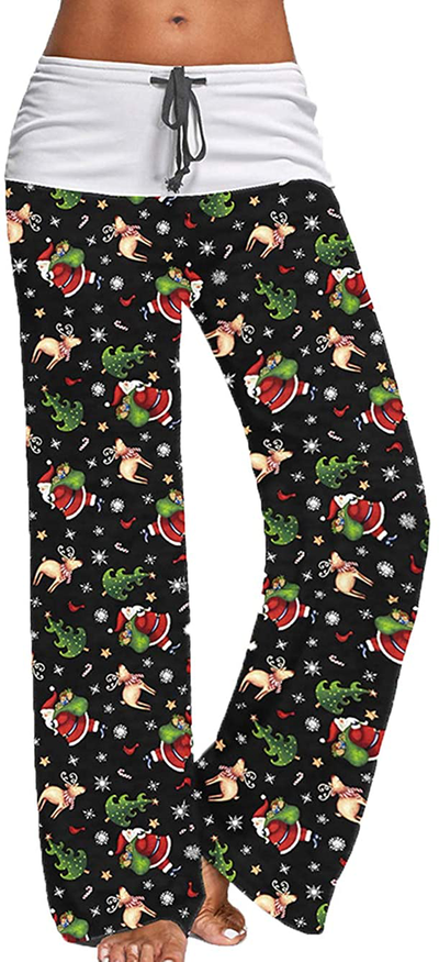 Women's Comfy Stretch Drawstring Palazzo Wide Leg Lounge Pants