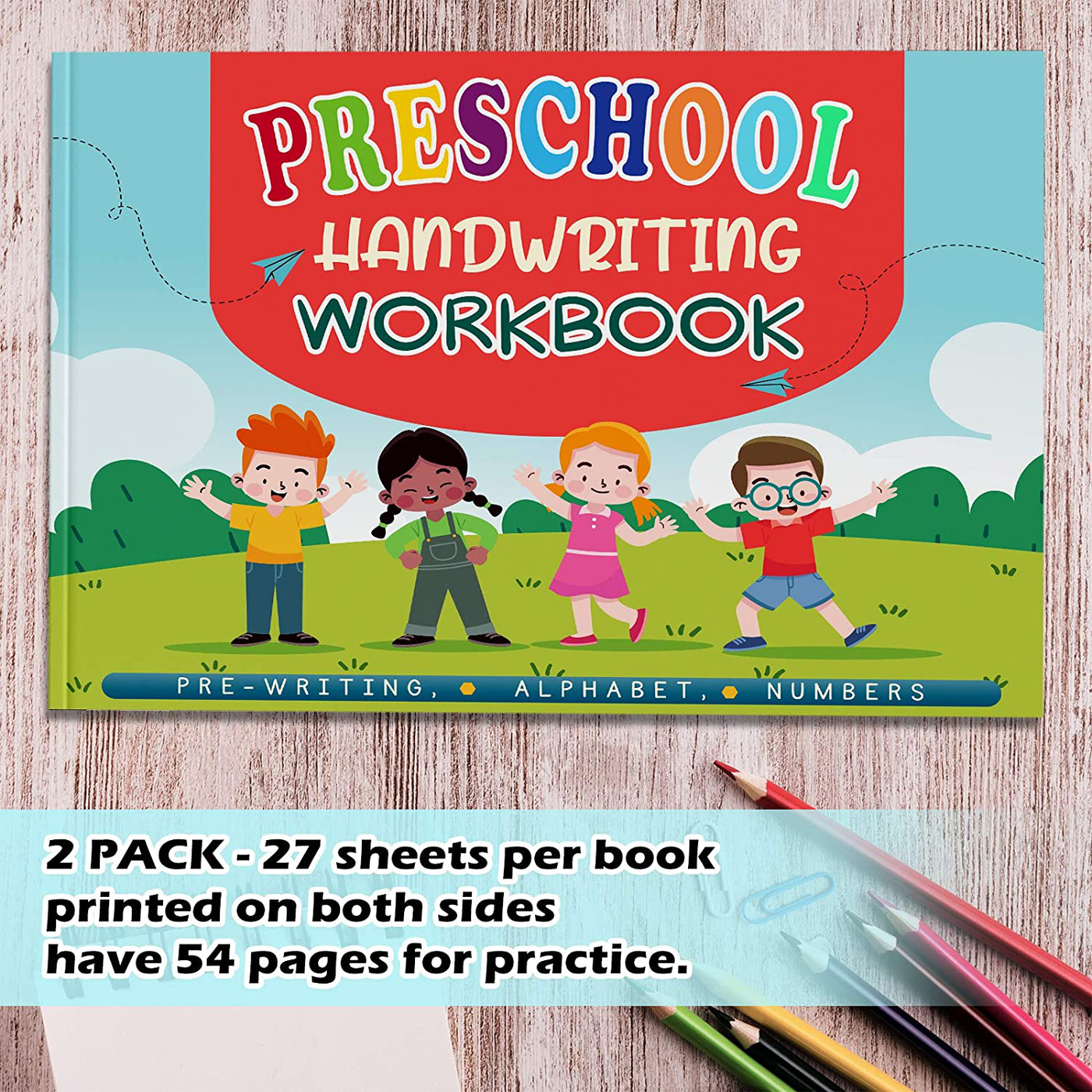 Kindergarten/Preschool Handwriting Workbook- Alphabet & Number Tracing Writing Paper with Lines, Learning Tools for Age 2/3/4/5 Year Old Kids/Boys/Girls, ABC Learning for Toddler, Homeschool Supplies