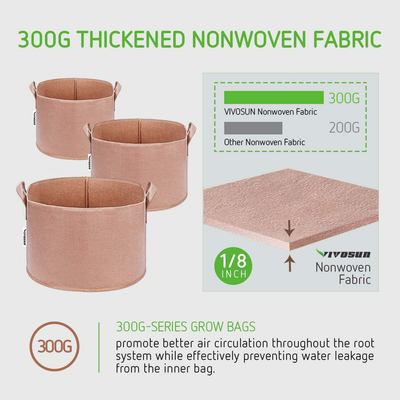 Heavy Duty Thickened Non-woven Fabric Pots Grow Bags with Strap Handles