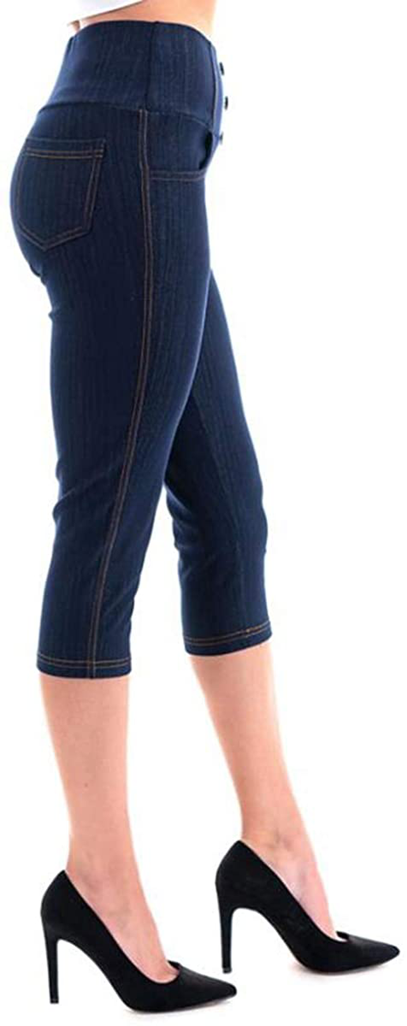 Women's High Waist Stretch Skinny Soft Denim Capri Jegging Pant Reg-Plus Size