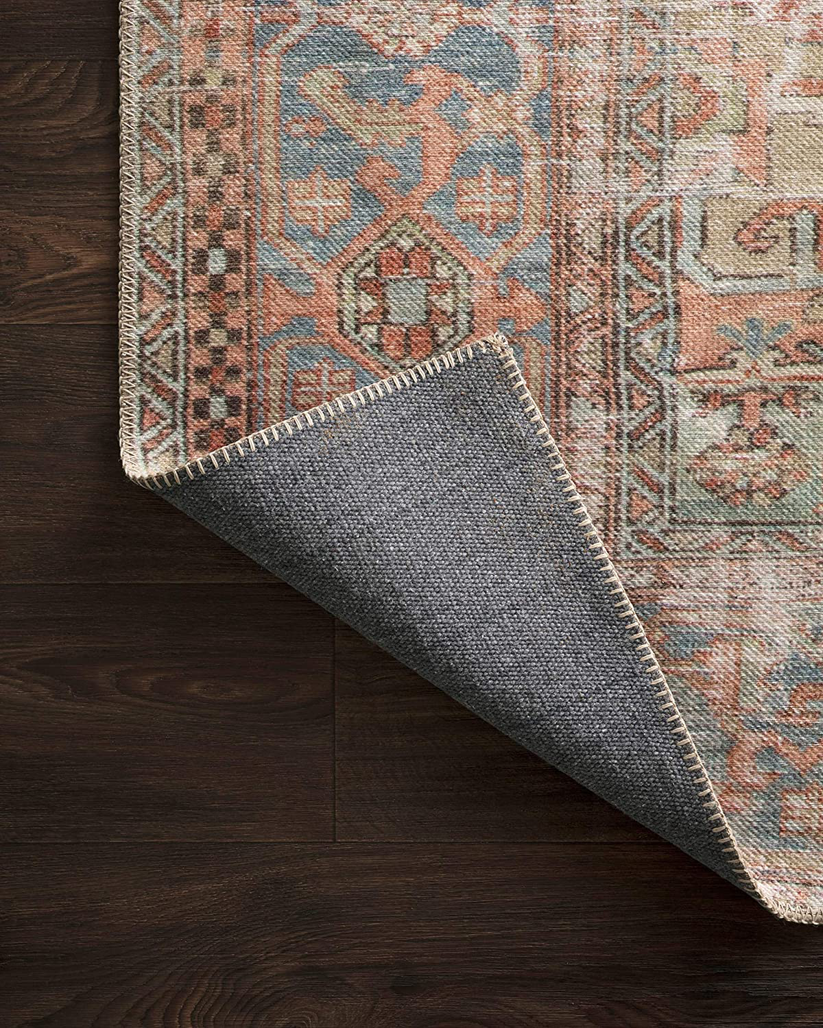 Loloi II Loren Collection Vintage Printed Persian Area Rug 2'-3" x 3'-9" Blue/Brick