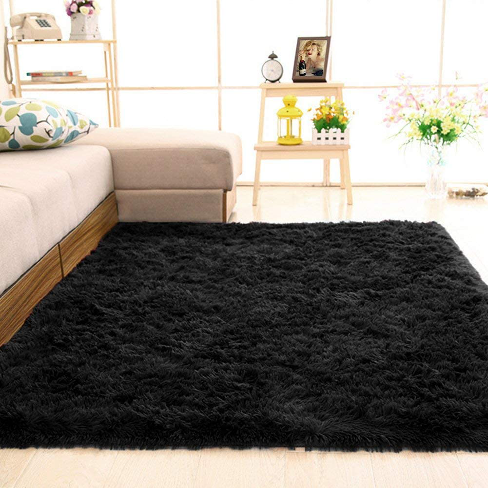 Merelax Soft Modern Indoor Large Shaggy Rug for Bedroom Livingroom Dorm Kids Room Home Decorative, Non-Slip Plush Fluffy Furry Fur Area Rugs Comfy Nursery Accent Floor Carpet 5x8 Feet, White