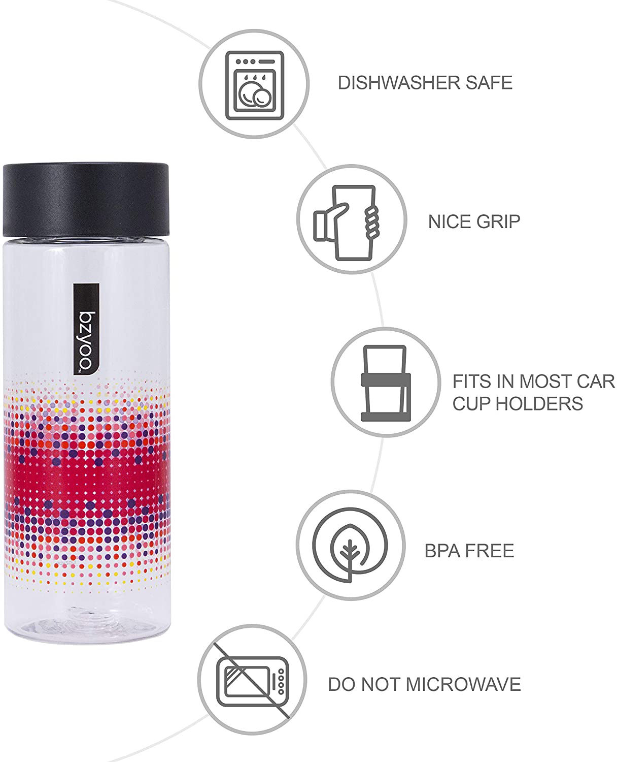 bzyoo Para 19oz BPA-Free Dishwasher Safe Reusable Sports Cups Drinking Durable Plastic Tumblers Water Bottle with Leak Proof Design for Outdoor Activity Hike Camping Cycling Wellness (Warm- Dot)