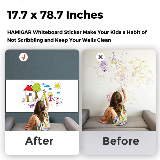 Dry Erase Board Sticker for Wall Whiteboard Sticker Peel and Stick Office Board Stick on Whiteboard Self Stick Removable Wallpaper Homeworking Office Home Fridge 17.5x78.7 Inches (45x200cm)