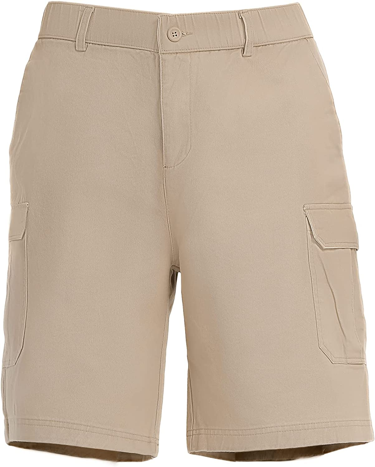 Men's Cotton Outdoor Casual Cargo Hiking Shorts with Relaxed Waist Fit