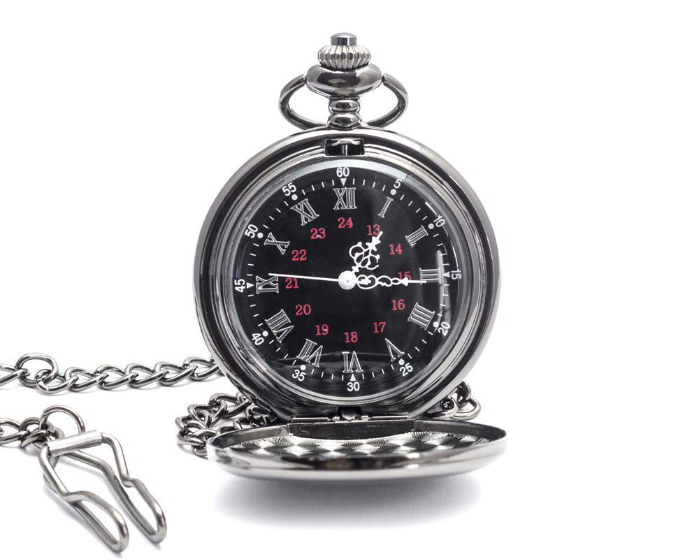 Engraved Wedding Anniversary Pocket Watch with Chain for Husband, a Classy Gift Set for Him with Elegant Gift Box, 1 Year Anniversary Gift Clock