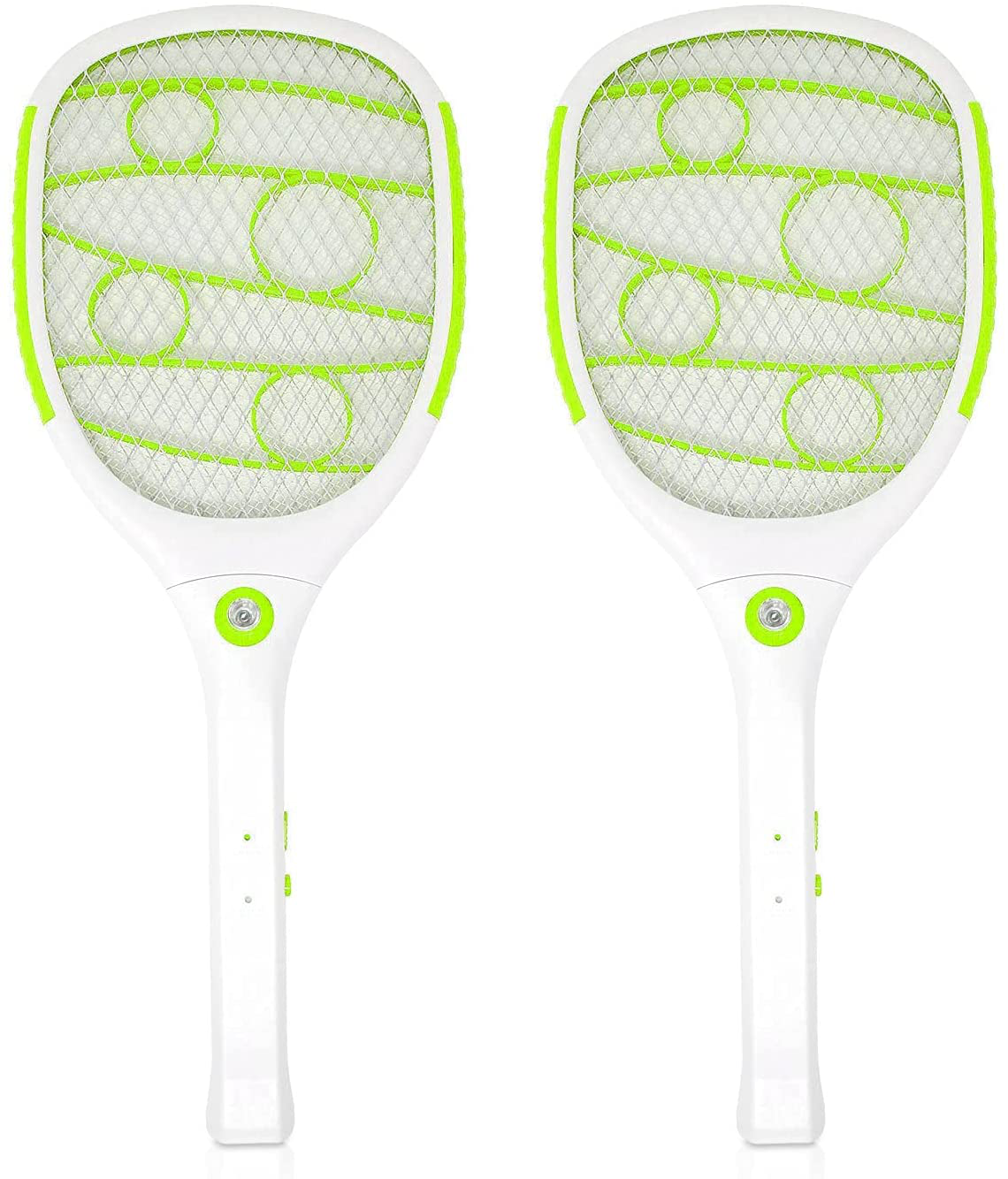 2PK of USB Rechargeable Electric Bug Zapper 3300V, Mosquito Killer Racket, Rechargeable Battery Powered Fly Swatter with LED Light for Flys, Bees, Mosquitoes and More (Green)