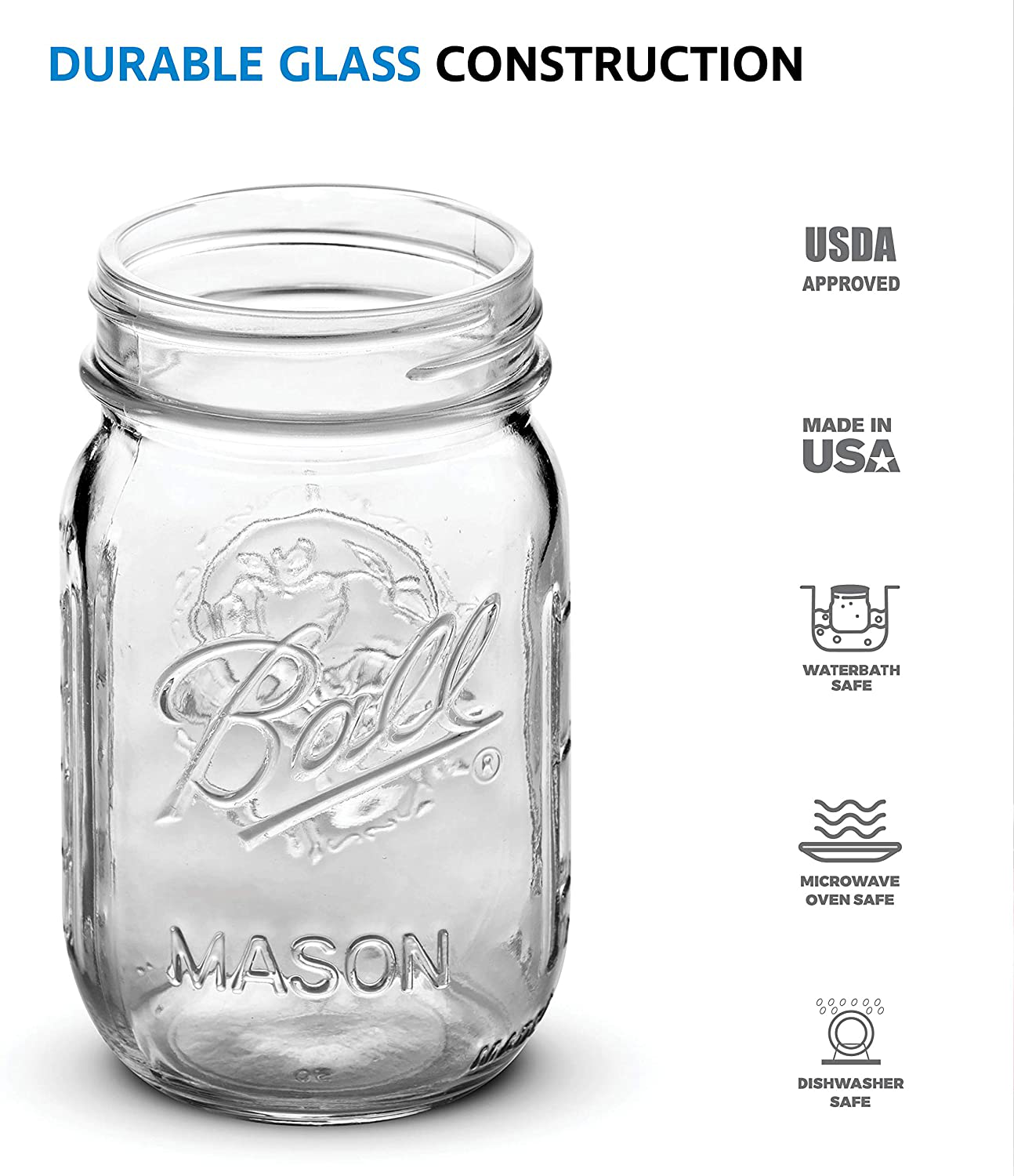 Ball Regular Mouth Mason Jars 16 oz [10 Pack] With mason jar lids and Bands, Ball mason jars 16 oz - For Canning, Fermenting, Pickling, Jar Decor. Microwave/Freeze/Dishwasher Safe + SEWANTA Jar Opener