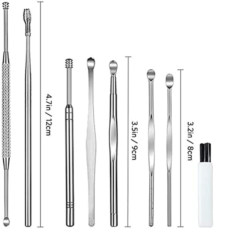 8 Piece Stainless Steel Earwax Removal Kit With Cleaning Brush And Storage Case