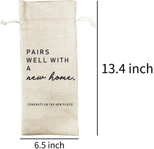 Housewarming Gift Wine Bags, Housewarming Party Decorations, Burlap Drawstring Wine Bag, Funny Personalized Gift Ideas, New Home Owner Gift, Realtor Gift to Clients, Gift for Women Men Wife Husband