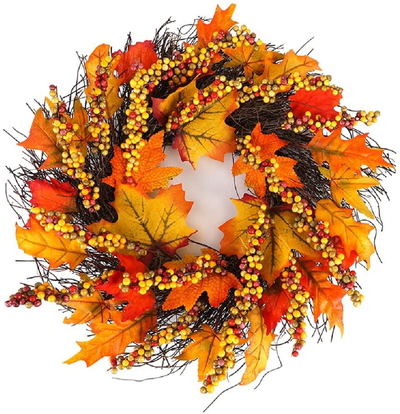 Heflashor 15.2" Sunflower Fall Wreath for Front Door Flower Door Wreath, Halloween Artificial Sunflower Wreath Yellow Flower Door Wreath Summer Autumn Wreath for Thanksgiving Decor (Sunflower)