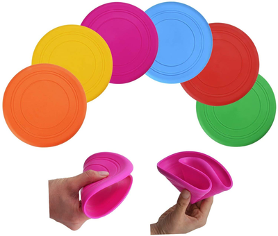 TEESUN Frisbee Kids Flying Disc Toy Outdoor Playing Lawn Game Disk Flyer Frisbee for Kindergarten Teaching Soft Silicone Colorful 6 Pack Bulk Set