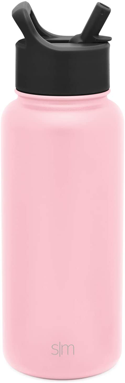 Simple Modern Insulated Water Bottle with 3 Lid Options-Straw, Flip, Chug, Handle Reusable Summit Wide Mouth Stainless Steel Thermos Flask, 84oz, Blush