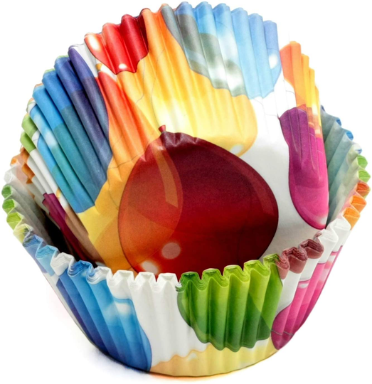 Chef Craft Paper Patterned Cupcake Liners, 50 count, Red/Yellow/Blue/Green/White