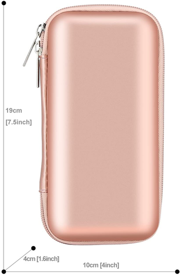 iMangoo Shockproof Carrying Case Hard Protective EVA Case Impact Resistant Travel 12000mAh Bank Pouch Bag USB Cable Organizer Earbuds Sleeve Pocket Accessory Smooth Coating Zipper Wallet Rose Gold