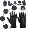 Men’s Black Leather Touchscreen Cycling Gloves