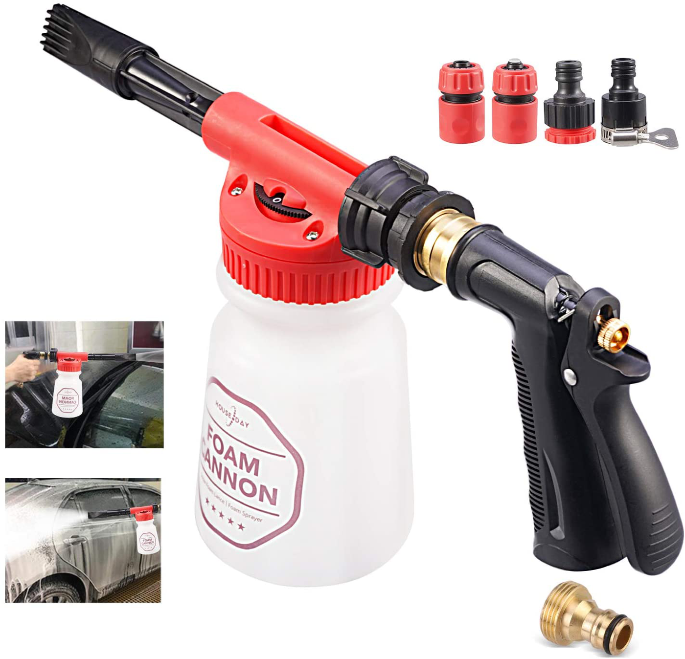 HOUSE DAY Foam Cannon Gun Soap Car Washer Gun Snow Foam Lance Foam Blaster Car Wash Sprayer Fit Garden Hose for Car Home Cleaning and Garden Use Cleaning Kit