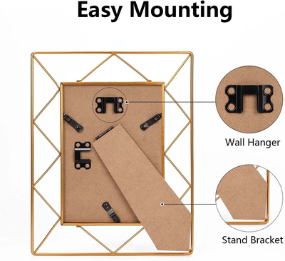 8x10 Picture Frame Set of 2, Metal Frames Fits 8 by 10 Inch Photo Tabletop or Wall Mounting Display