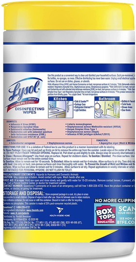 3 Pack Lysol Disinfectant Wipes, Multi-Surface Antibacterial Cleaning Wipes