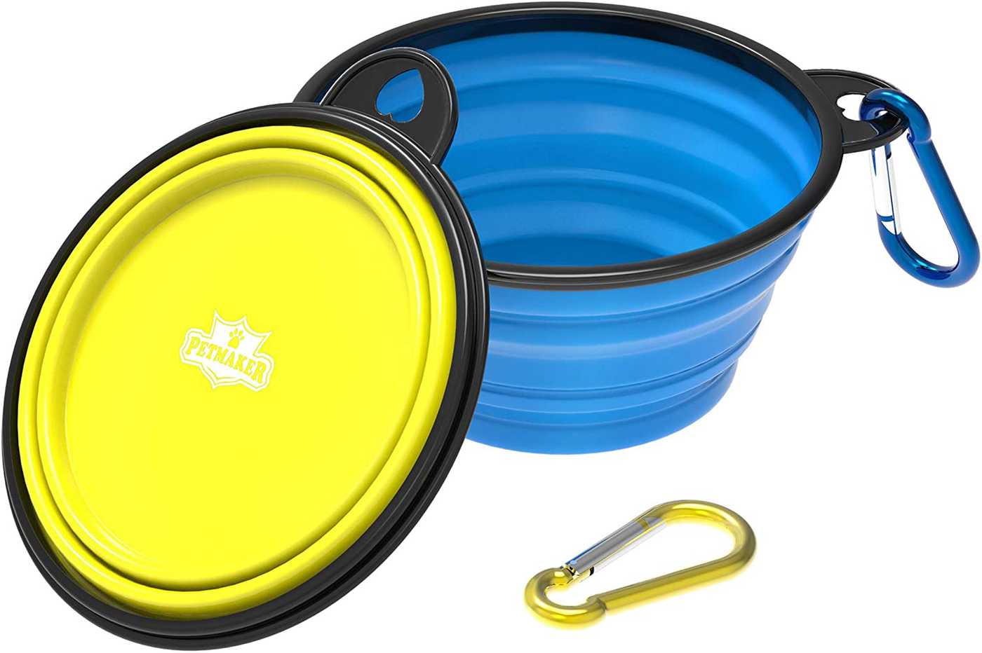 PETMAKER Collapsible Pet Bowls - Portable Silicone Food and Water Dog Bowl Set for Travel - 2 Pack