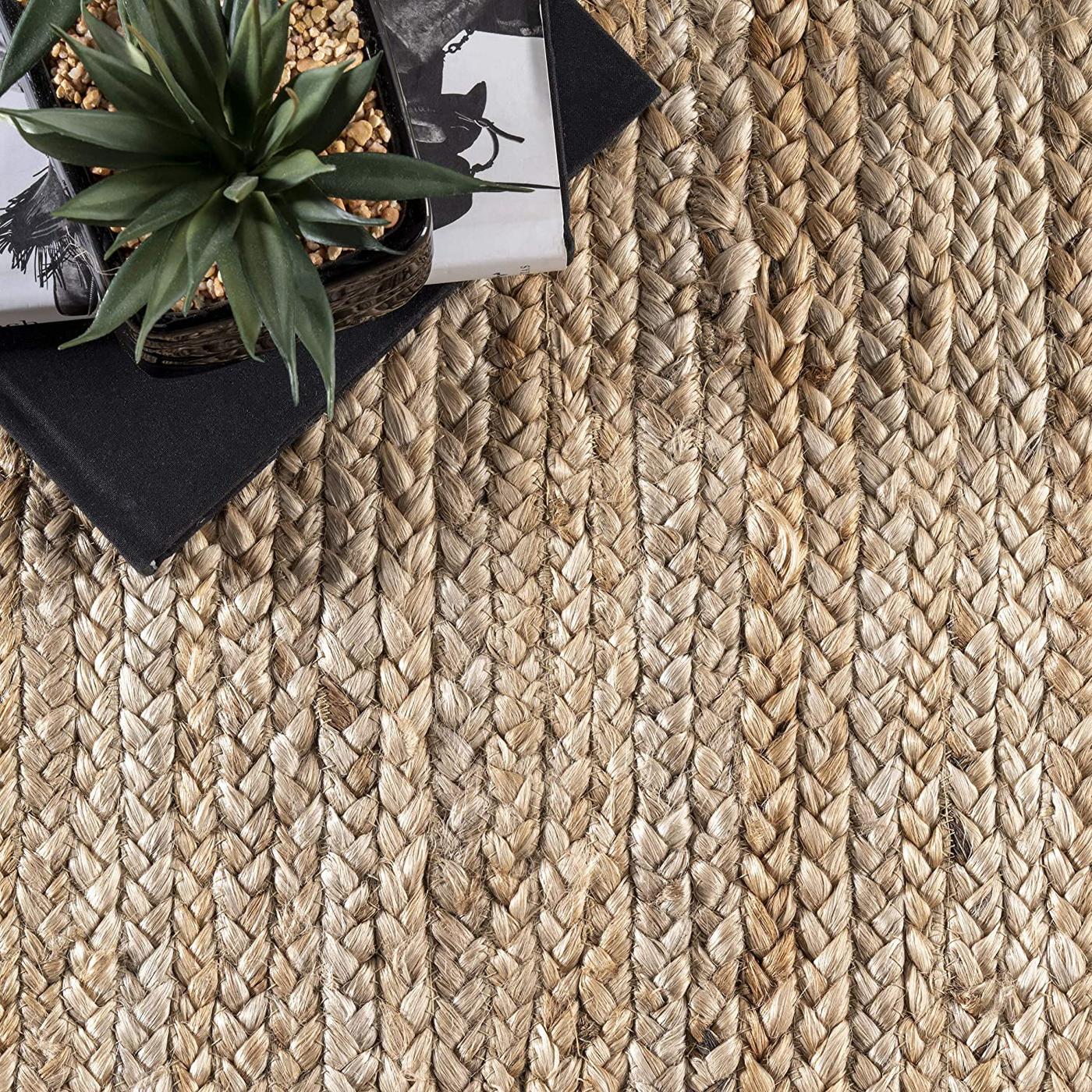 nuLOOM Rigo Hand Woven Farmhouse Jute Accent Rug, 2' x 3', Black