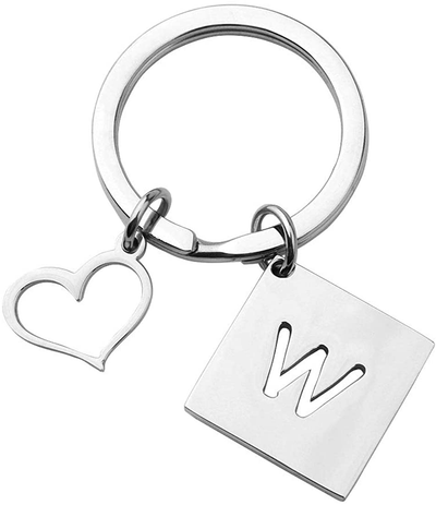 bobauna Stainless Steel Cut Out Alphabet Initial Letter Keychain Key Ring Personalized Gift