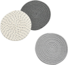 Potholders Set Trivets Set 100% Pure Cotton Thread Weave Hot Pot Holders Set (Set of 3) Stylish Coasters, Hot Pads, Hot Mats,Spoon Rest For Cooking and Baking by Diameter 7 Inches (Gray)
