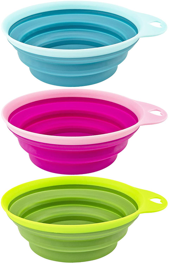 Southern Homewares Collapsible Silicone Pet Bowl Travel Set 3 Piece for Home Pets Water Feed Dorms Camping