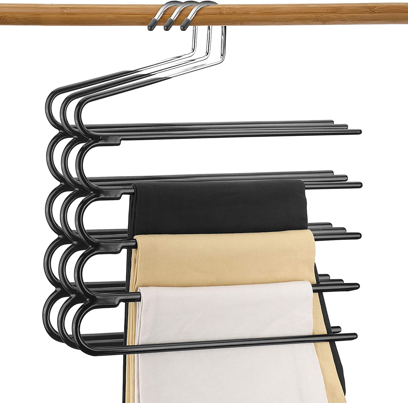 DOIOWN Pants Hangers Multi-Layer Jeans Trouser Hanger Space Saving Open –Ended Clothes Hangers Non Slip Closet Storage Organizer for Jeans Towels Scarves (3)