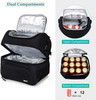 MIER Dual Compartment Lunch Bag Tote with Shoulder Strap for Men and Women Insulated Leakproof Cooler Bag, Black