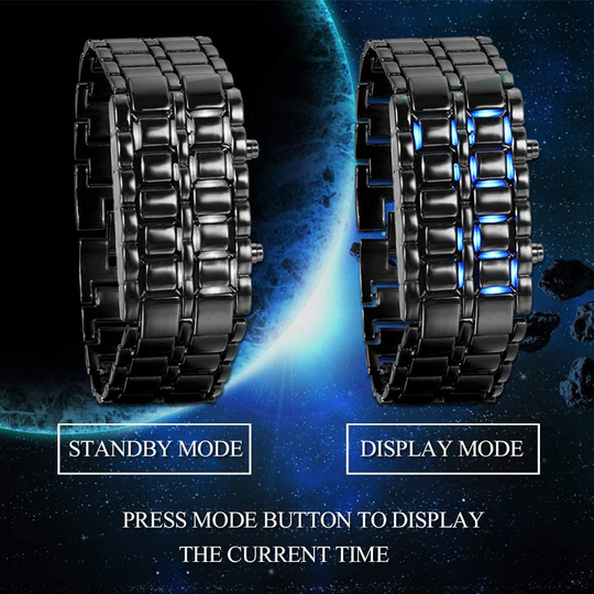 Men's LED Lava Digital Wristwatch with Buckle Closure