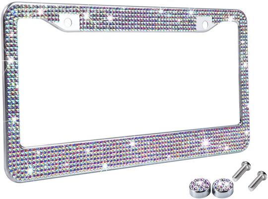 Multicolor Bling Rhinestone License Plate Frames