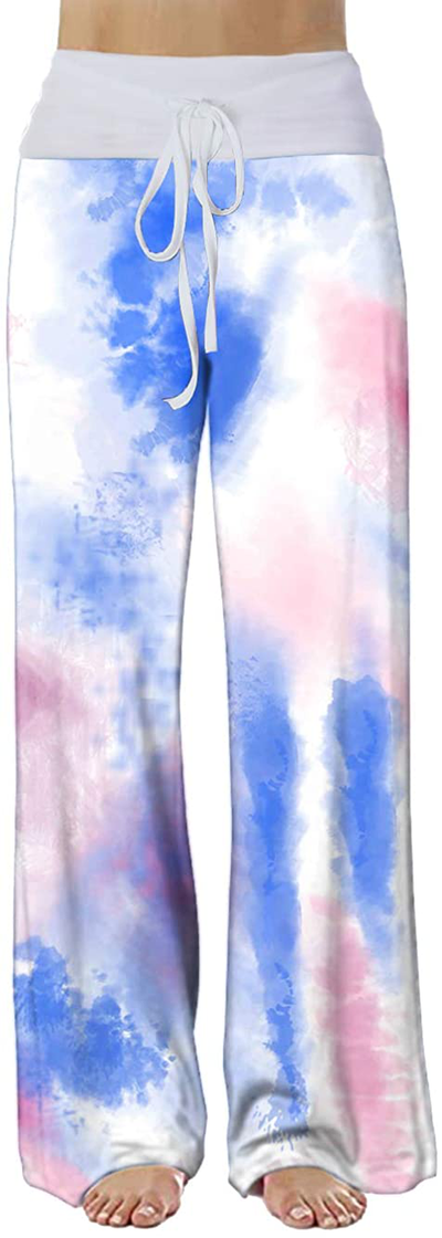 Women's Comfy Stretch Drawstring Palazzo Wide Leg Lounge Pants
