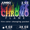 CHROMO FLAME Fire Color Changing Packets for Fire Pit, Campfire, Bonfire, Outdoor Fireplace | Magic, Colorful, Rainbow, Mystic Flames | 4 oz Total, 2-2 oz Jumbo Packets