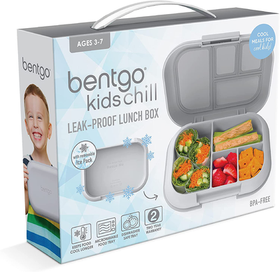 Bentgo Kids Chill Lunch Box - Bento-Style Lunch Solution with 4 Compartments and Removable Ice Pack for Meals and Snacks On-the-Go - Leak-Proof, Dishwasher Safe, BPA-Free (Purple)