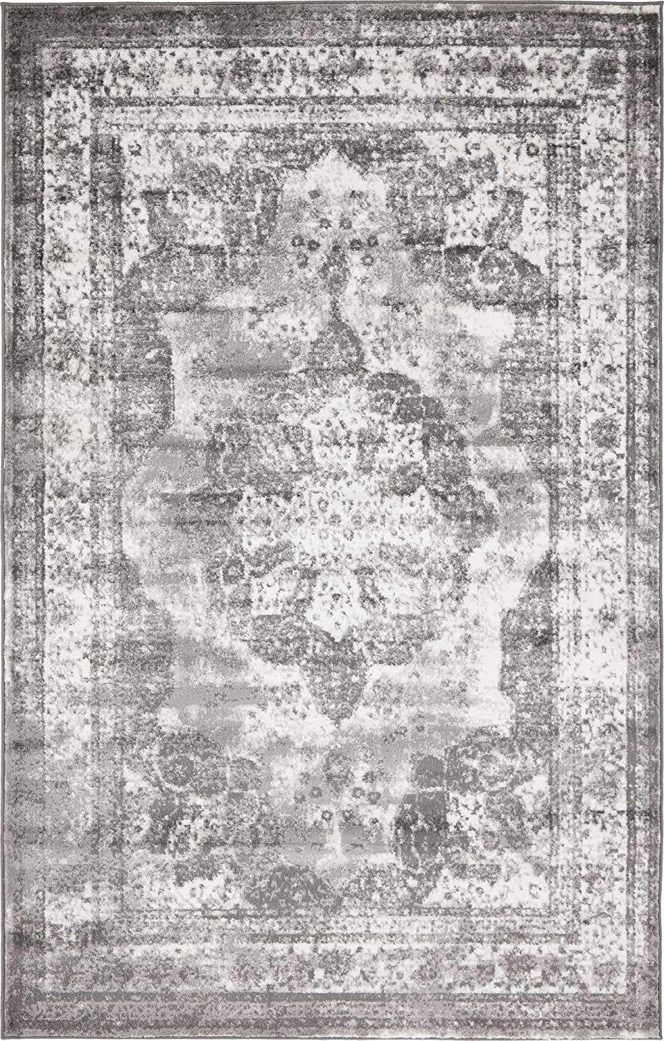 Unique Loom Sofia Collection Area Traditional Vintage Rug, French Inspired Perfect for All Home Décor, 5' 0 x 8' 0 Rectangular, Black/Gray