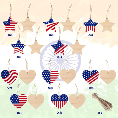 30Pcs Independence Day Hanging Ornaments Decorations Patriotic Red White and Blue