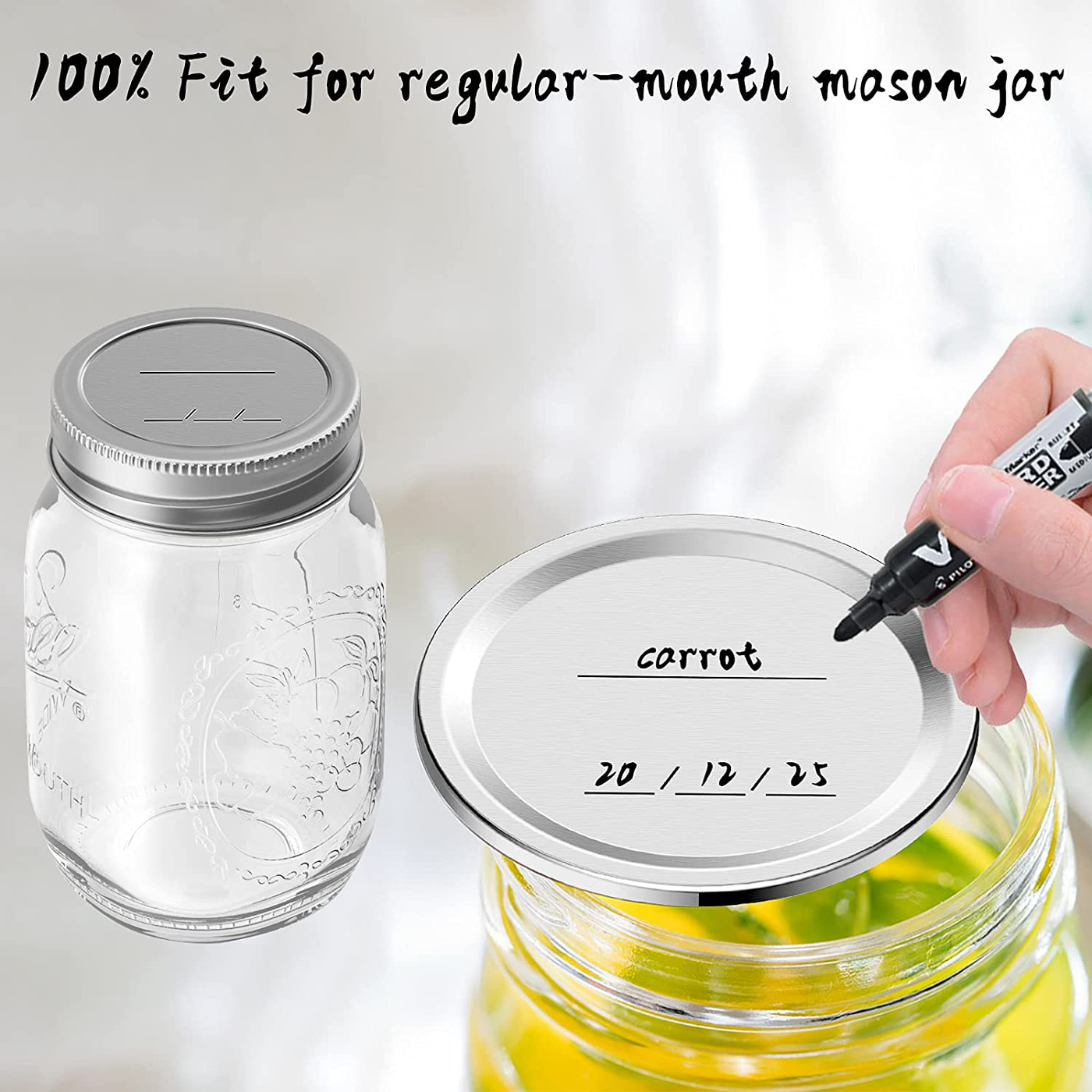 Wide Mouth Canning Lids, Enouvos 24-Count Canning Lids, Split-Type Lids for Mason Jar Wide Canning Lids Bulk,100% Fit and Airtight for Wide Mouth Jars (86mm Wide Mouth(24 Lids))