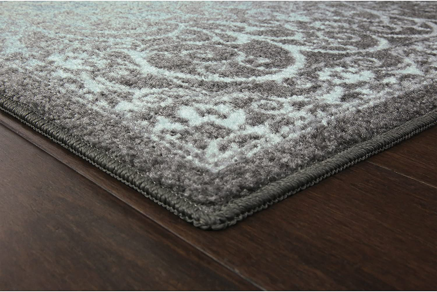 Maples Rugs Pelham Vintage Runner Rug Non Slip Washable Hallway Entry Carpet [Made in USA], 1'8 x 5, Grey Tonal