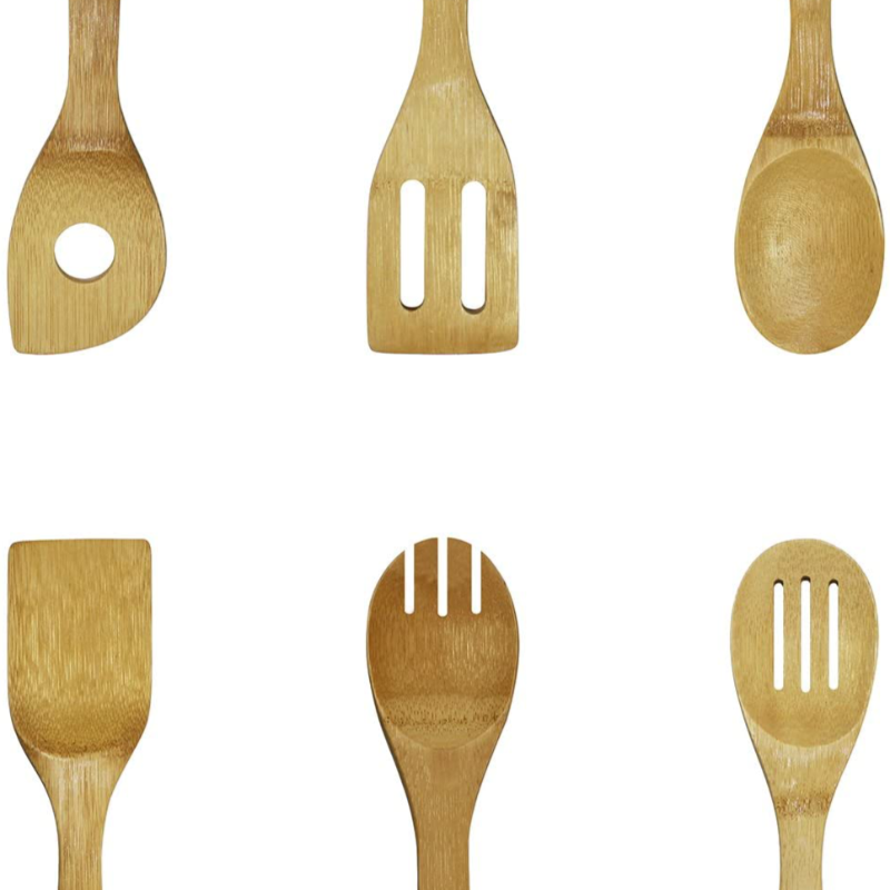 6 Piece Oceanstar Bamboo Cooking Utensil Set With Holes For Hanging