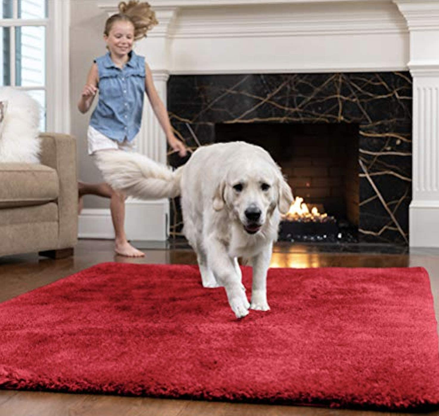 Gorilla Grip Original Ultra Soft Area Rug, 4x6 FT, Many Colors, Luxury Shag Carpets, Fluffy Indoor Washable Rugs for Kids Bedrooms, Plush Home Decor for Living Room Floor, Nursery, Bedroom, Red