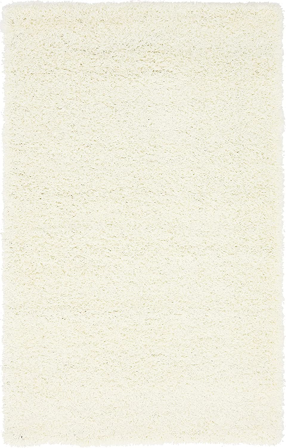 Unique Loom Solo Solid Shag Collection Area Modern Plush Rug Lush & Soft, 3' 3 x 5' 3, Snow White